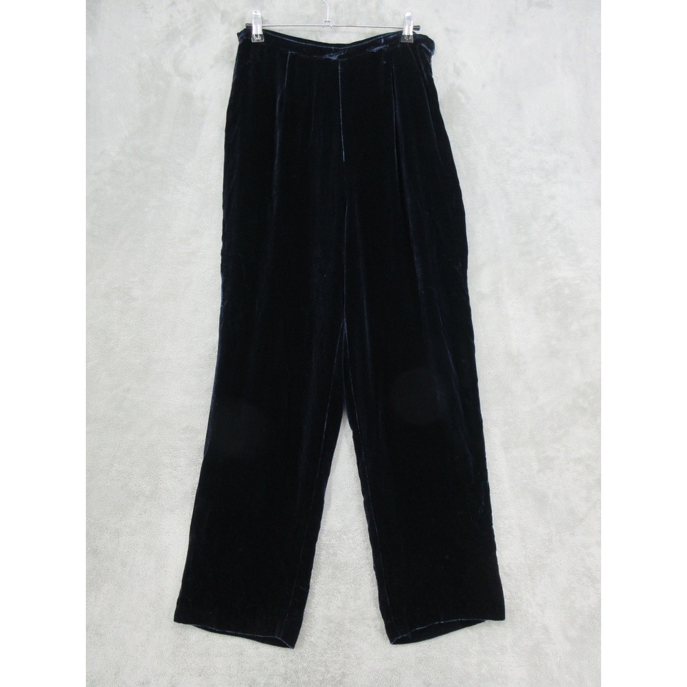 Vintage The Limited Pants Womens Size 12 Navy Blue Velvet Silk Blend Wide Leg